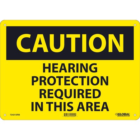 Global Industrial Caution Hearing Protection Required, 10x14, Rigid Plastic 724213RB